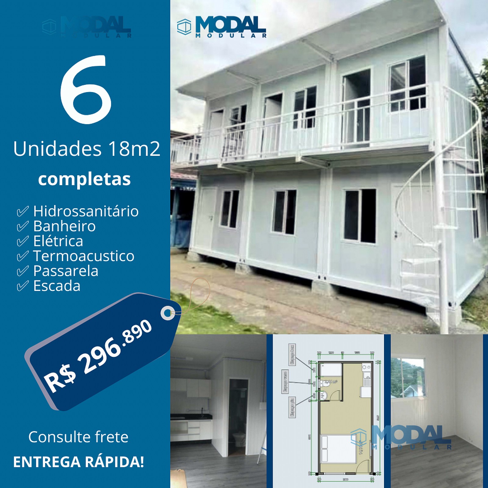6 Unidades 18m2 Completas